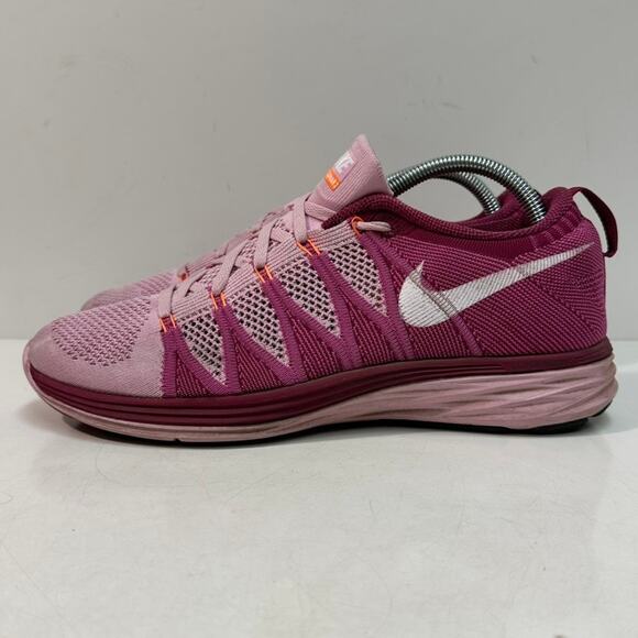 GOOD Nike Flyknit Lunar 2 Women's Running Shoes Pink Sneakers 10.5 - Picture 1 of 9